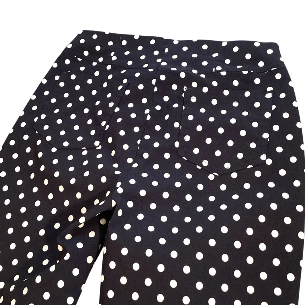 Robell‎ Bella 09 Ankle Grazer Black & White Polka Dot Pull On Pants, Size 4